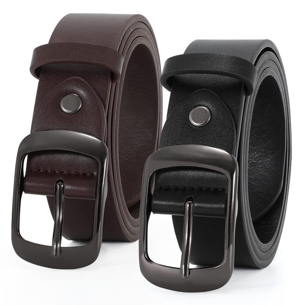 8329 2 Packs Leather Belts For Women Jeans Ladies Waist Belt